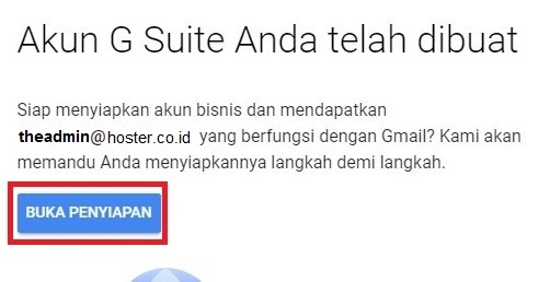 akun g suite telah berhasil dibuat