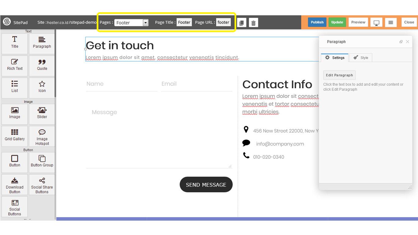 footer sitepad